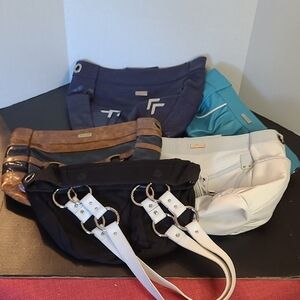 Miche With 4 Magnetic Shells White, Teal,Blue & Brown Croc-Embossed Handbag Nwot